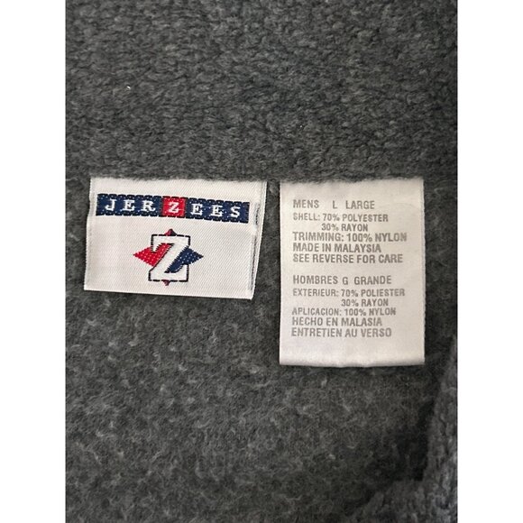 Jerzees Mens Large Gray Full Zip Fleece Jacket 70% Polyester & 30% Rayon - Picture 3 of 6